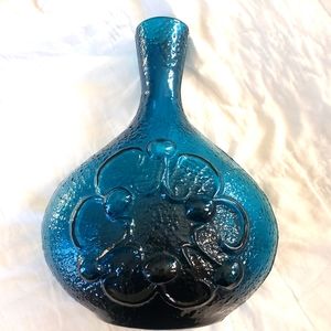 Vintage 60s teal blue Wayne Husted Antigua 4 Stelvia decanter vase Italian MCM